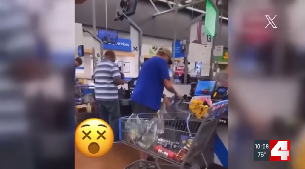 Bill Astle faced intense online scrutiny when a shopper at the Green Mount Commons Walmart in Belleville, Illinois recorded him loading up his packed shopping cart, seemingly not paying for the items on May 12.